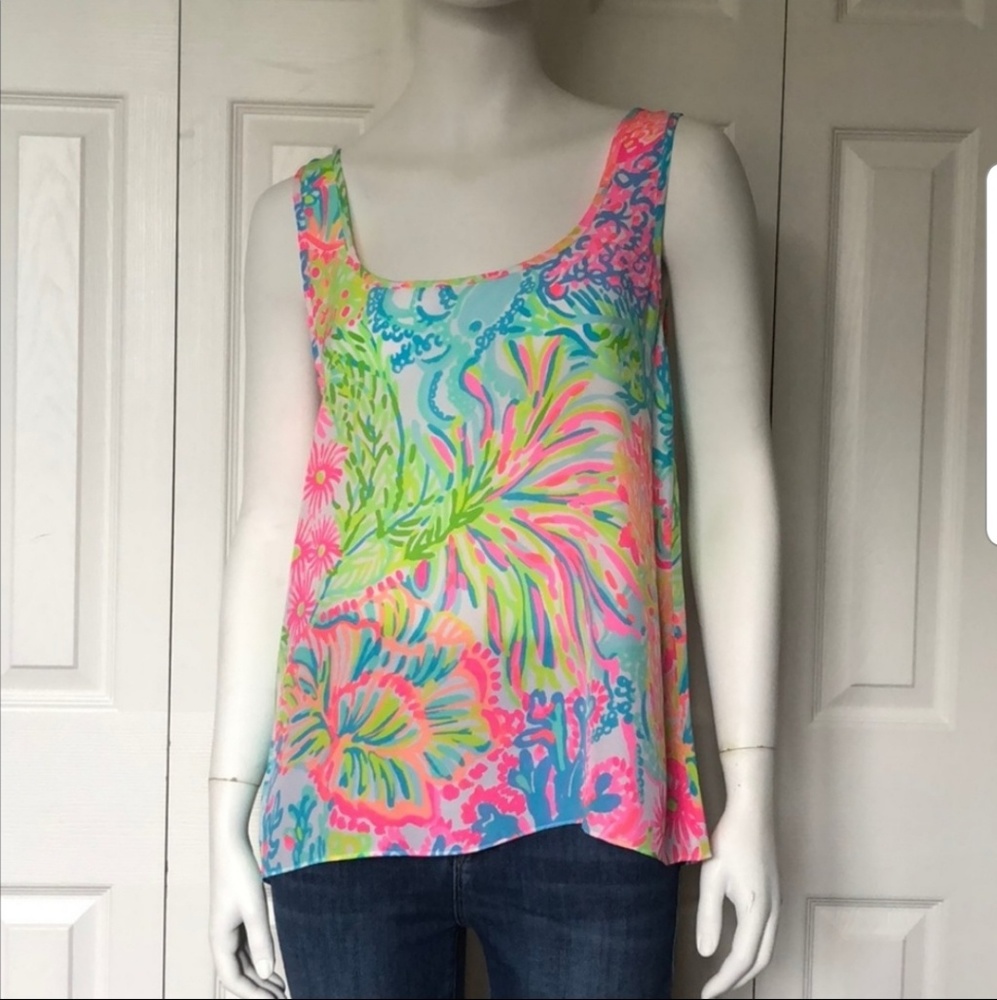 Lilly Pulitzer Lovers Coral Silk Tank S